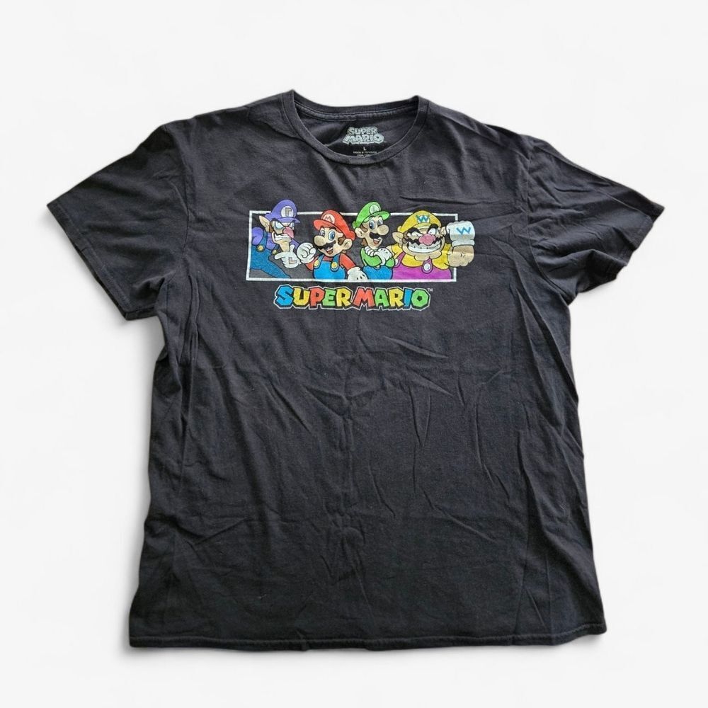 Super Mario Brothers Bros Mario Luigi Wario Waluigi Soft Graphic Tee T-Shirt L